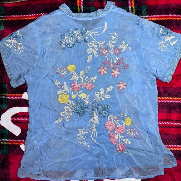 Johnny Was Jetra Embroidered Blouse (Blissful Blue, Size L) - Picture 5 of 7